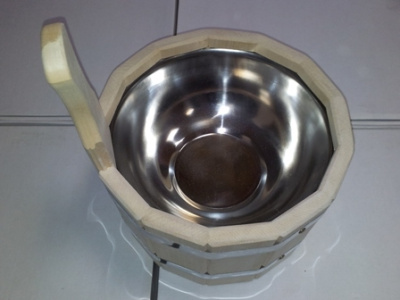 Шайка одноручная для бани 3,5л с нержавеющей вставкой ШН-3,5