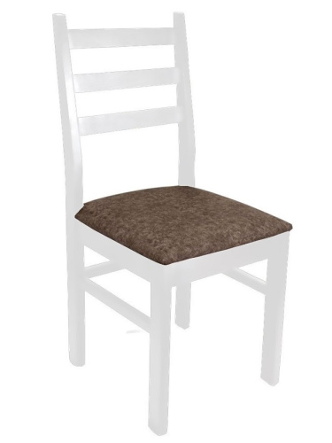 Стул МДК-341 Эмаль белая Микровелюр коричневый Дуб 
