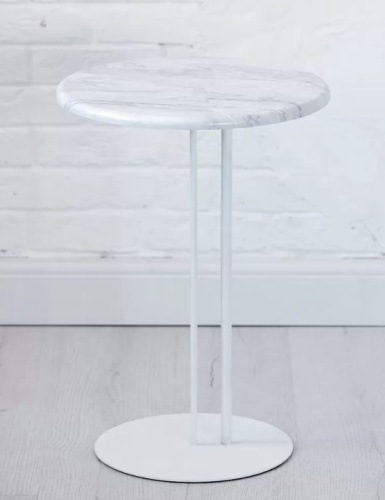 Стол приставной МеталлАрт М015 белый мрамор белый 