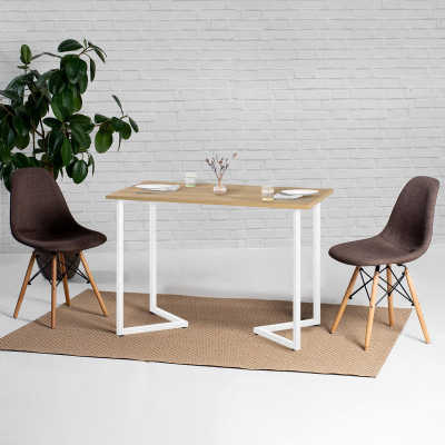 Стол Лондон 130х80 дуб золотой металл белый 