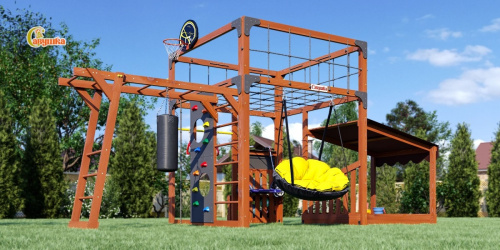 Детская площадка для дачи Савушка КУБ-4 Махагон