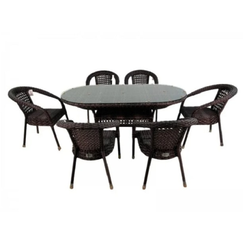 Комплект мебели CAMELLIA с овальным столом серо-коричневый