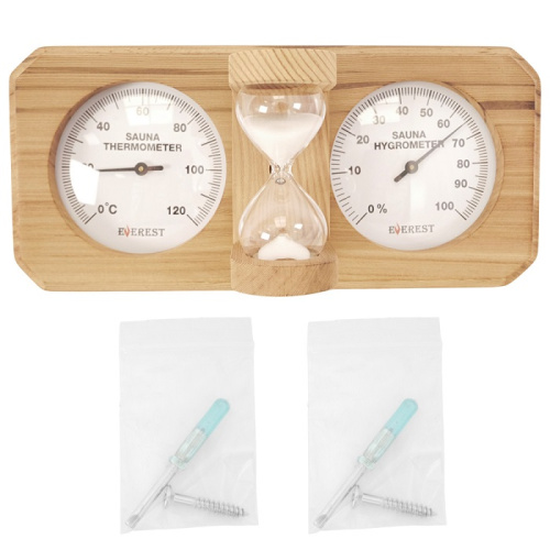 Термогигрометр EVEREST c часами кедр (TG-06 white)