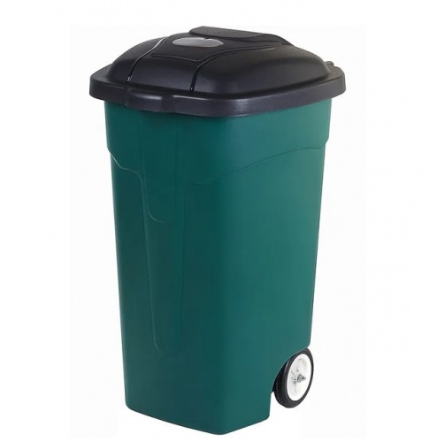 Бак для мусора 105 л на колёсах темно-зеленый/черный