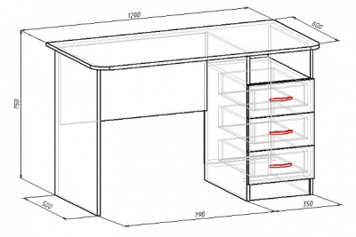 Стол АЛЬЯНС левое белый 