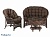IND Комплект Черчиль диван кресло и столик орех матовый темные подушки