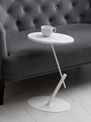 Стол приставной овальный МеталлАрт М015 белый мрамор 