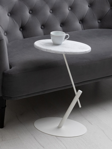 Стол приставной овальный МеталлАрт М015 белый мрамор 