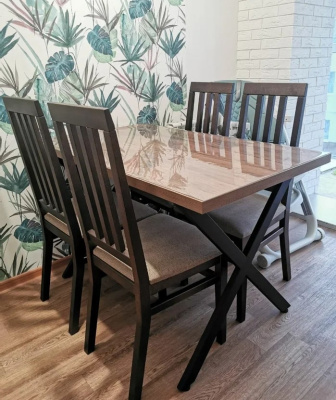 Стол Хьюстон 130х80 дуб табачный металл черный 