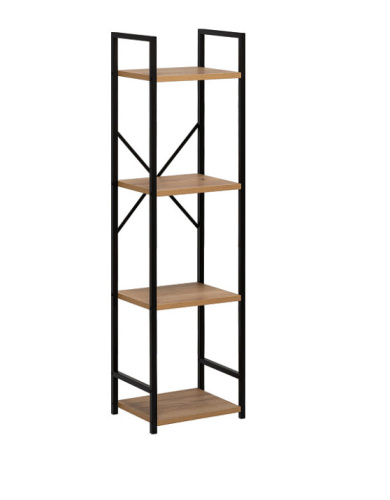 Стеллаж Leset Стилвуд 14 узкий 4 полки черный дуб крафт золотой 