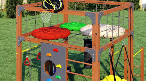 Детская площадка для дачи Савушка КУБ-1 Махагон с подушками