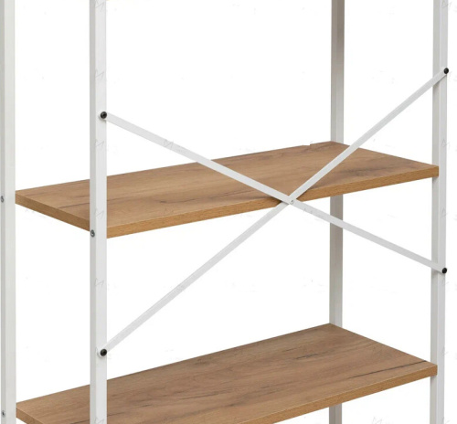 Стеллаж Leset Стилвуд 25 широкий 5 полок белый дуб крафт золотой 