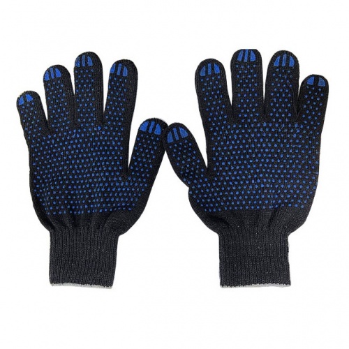 Перчатки х/б с ПВХ "Точка", 10класс, черные (мин. риски)