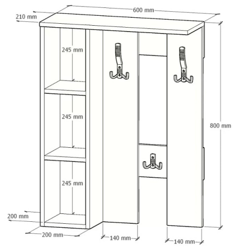 Вешалка настенная Артём-Мебель СН-100.44 бетон спаркс 