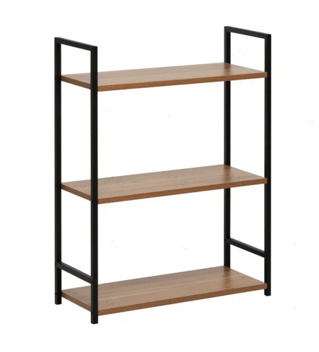 Стеллаж Leset Стилвуд 23 широкий 3 полки черный орех лион светлый 