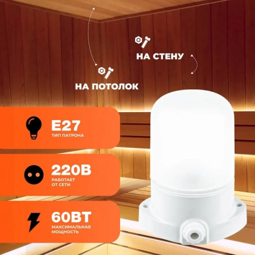 Светильник ВЕЗУВИЙ для сауны (арт.400) Прямой