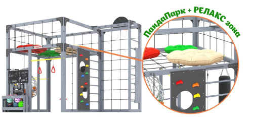 Детская площадка для дачи Савушка КУБ-2 Серый с подушками и коконом