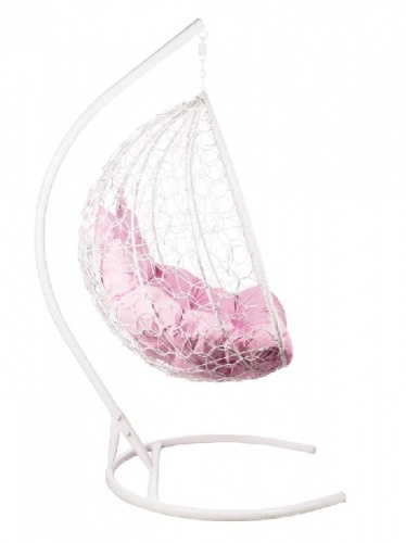 Двухместное подвесное кресло Double белый подушка розовый 