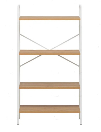 Стеллаж Leset Стилвуд 24 широкий 4 полки белый дуб крафт золотой 