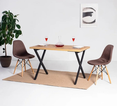 Стол Хьюстон 130х80 дуб золотой металл черный 