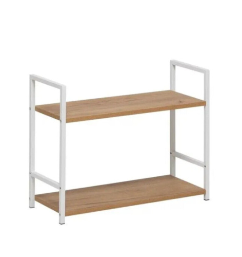 Стеллаж Leset Стилвуд 22 широкий 2 полки белый дуб крафт золотой 