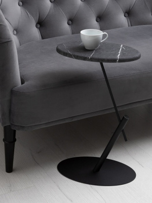 Стол приставной овальный МеталлАрт М015 черный мрамор 