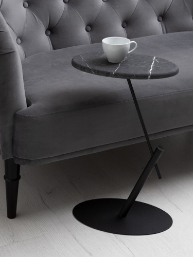 Стол приставной овальный МеталлАрт М015 черный мрамор 