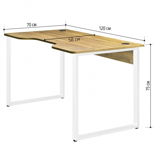 Стол геймерский Гонконг ДТ-3 120x70x75 дуб золотой металл белый 