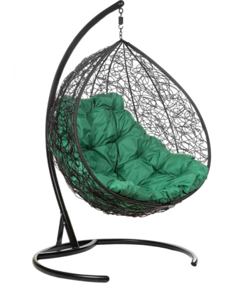 Кресло подвесное BiGarden Gemini Black двойной зеленая подушка 