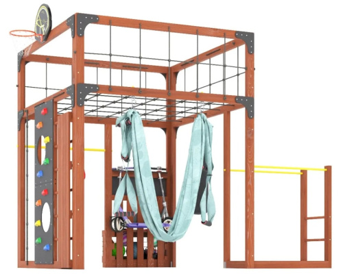 Детская площадка для дачи Савушка КУБ-1 Махагон с гамаком