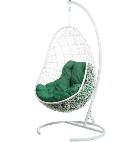 Подвесное кресло Овальное белый подушка зеленый 