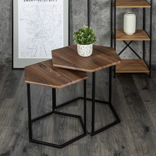 Стол журнальный МеталлАрт М003 коричневый дуб 