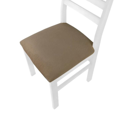 Стул МДК-341 Эмаль белая Микровелюр бежевый Дуб 