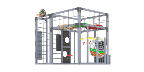 Детская площадка для дачи Савушка КУБ-2 Серый с подушками и коконом