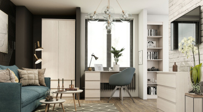 Стол с ящиками SV-МЕБЕЛЬ (МС Бриз-1 К) Ясень Анкор светлый 