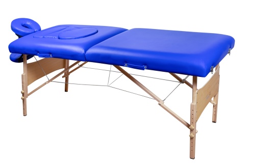 Складной 2-х секционный деревянный массажный стол BodyFit, синий 70 см