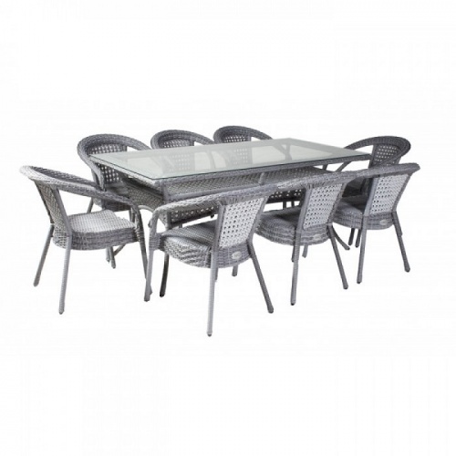 Комплект мебели Deco 8 с прямоугольным столом серый