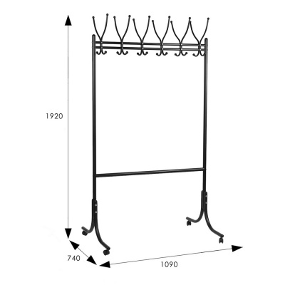Вешалка общественная М 11 на колесах черный 