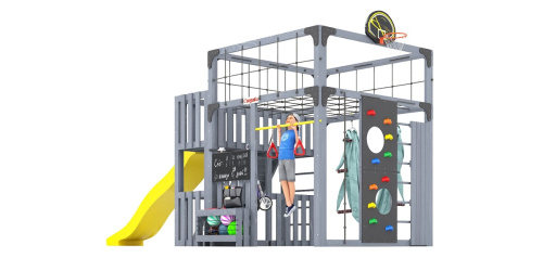 Детская площадка для дачи Савушка КУБ-3 Серый с гамаком для йоги