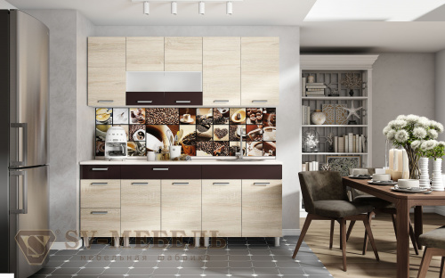 Кухонный гарнитур SV-мебель Арабика (1,8м) 720 Дуб Сонома/Арабика/Корпус белый 