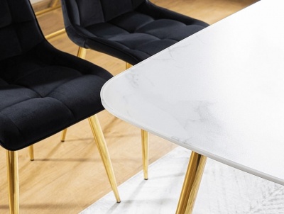 Стол обеденный SIGNAL CERES эффект белого мрамора золотой 