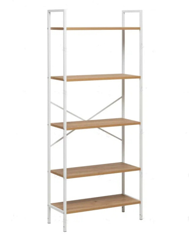 Стеллаж Leset Стилвуд 25 широкий 5 полок белый дуб крафт золотой 
