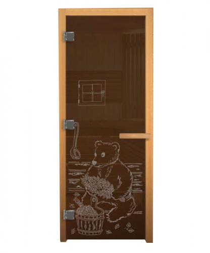 Дверь стеклянная Бронза Матовая Мишка 1900х700мм (8мм) правая