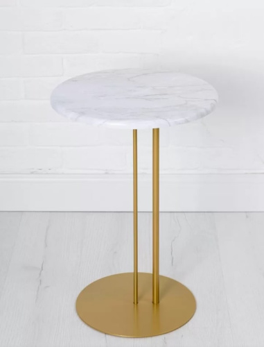 Стол приставной МеталлАрт М015 белый мрамор золото 