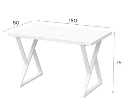 Стол Дели 160х80 дуб белый металл белый 