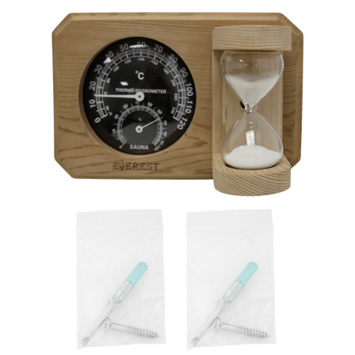 Термогигрометр мини EVEREST c часами кедр (TG-08 black)