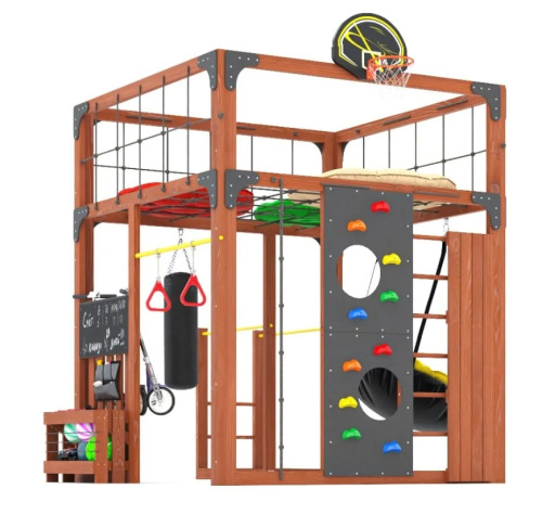 Детская площадка для дачи Савушка КУБ-1 Махагон с подушками