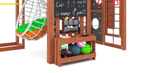 Детская площадка для дачи Савушка КУБ-2 Махагон с подушками и коконом