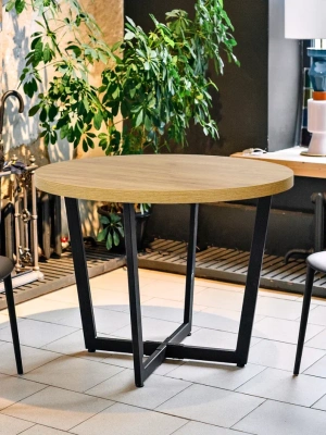 Стол Орлеан D90 дуб золотой металл черный 