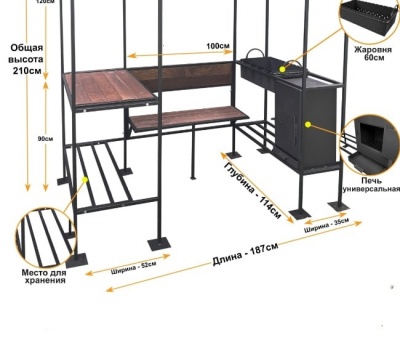Мангал-беседка Лофт с печью 